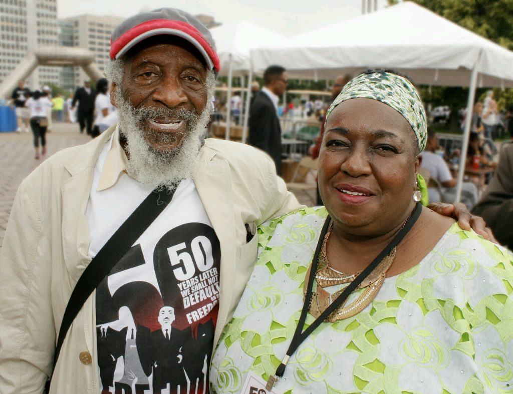 Dick Gregory, left, JoAnn Watson, right. 