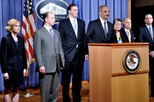 Atty. Gen Eric Holder at podium/doj photo 