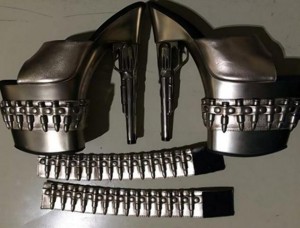 Bullet-lined shoes discovered at an airport checkpoint. Photo by TSA. 