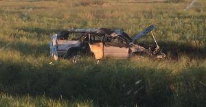 This is the remains of the SUV that crashed, via Homeland Security. 