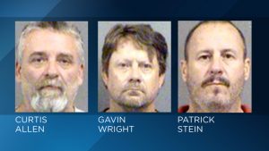 Three men accused of plotting to blow up an apartment building where Muslims lived. 