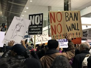 Protest at Detroit Metropolitan Airport. Photo by Steve Neavling. 