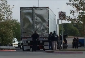 Tractor trailer found with 39 people packed inside at a Walmart parking lot in Texas. 