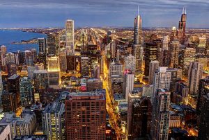 Chicago cityscape, via Allen McGregor on Wikipedia. 