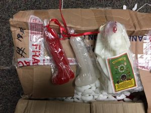 Penis-shaped candles were stuffed with crystal meth. 